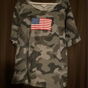 Lularoe camo with American flag top xl 2x xxl